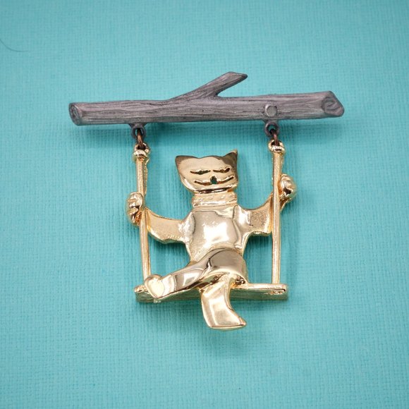 Ultra Craft Cat Pin, Vintage Brooch, Large Costume Jewelry - Picture 6 of 8